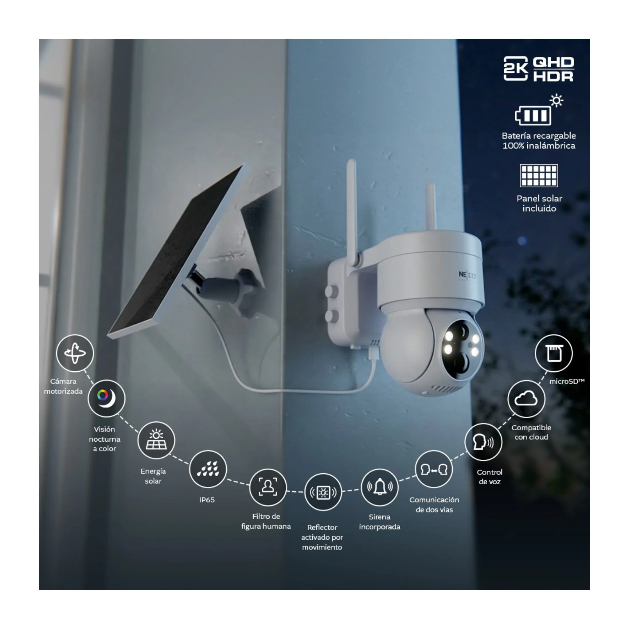 Nexxt Cámara Wi-Fi Con Panel Solar - NHC-OP20S - Imagen 7